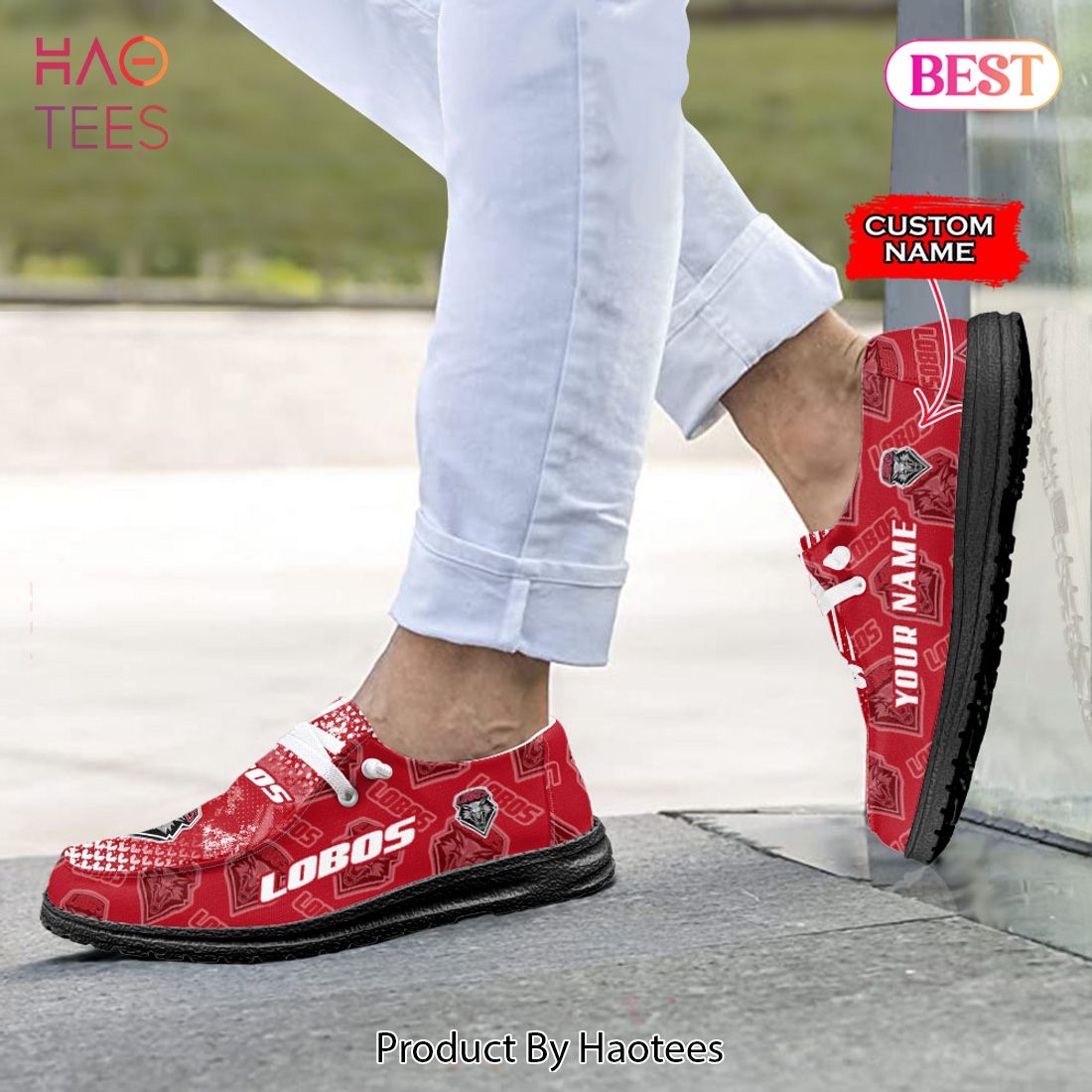 HOT TREND NCAA New Mexico Lobos Custom Name Hey Dude Shoes HOT TREND NCAA New Mexico Lobos Custom Name Hey Dude Shoes