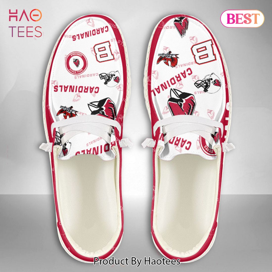 LIMITED NCAA Ball State Cardinals Custom Name Hey Dude Shoes POD Design