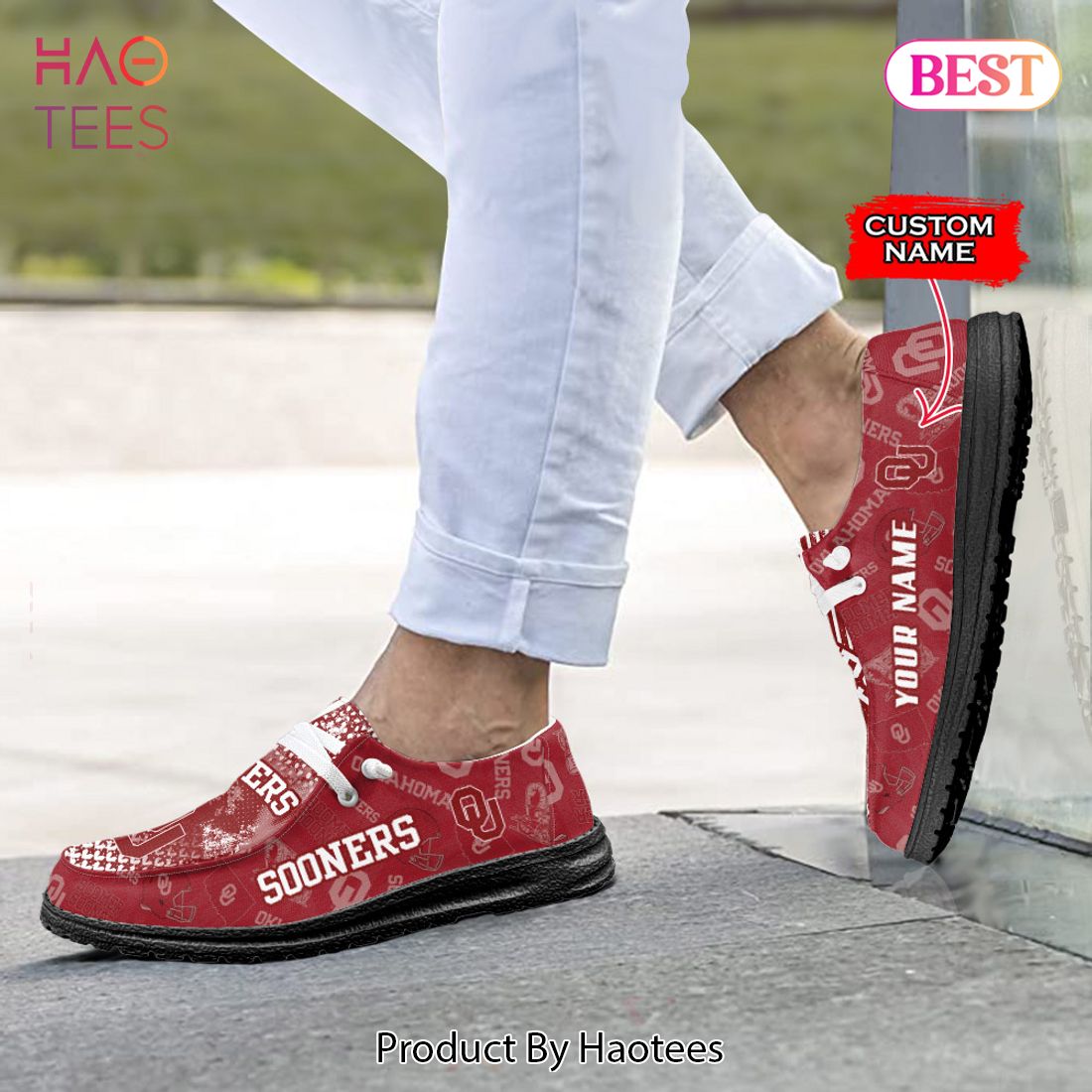 LIMITED NCAA Oklahoma Sooners Custom Name Hey Dude Shoes - JF11 LIMITED NCAA Oklahoma Sooners Custom Name Hey Dude Shoes - JF11