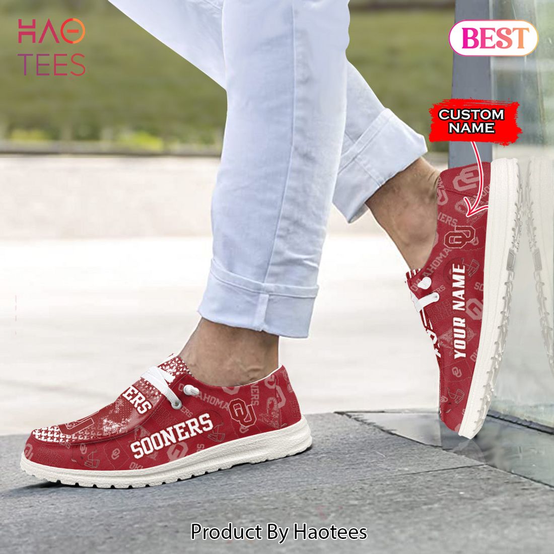 LIMITED NCAA Oklahoma Sooners Custom Name Hey Dude Shoes - JF11 LIMITED NCAA Oklahoma Sooners Custom Name Hey Dude Shoes - JF11
