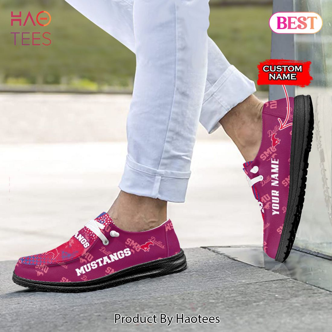 LIMITED NCAA SMU Mustangs Custom Name Hey Dude Shoes - PB61 LIMITED NCAA SMU Mustangs Custom Name Hey Dude Shoes - PB61