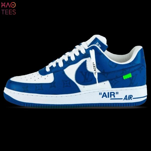 LUXURY Louis Vuitton Nike Air Force 1 Low By Virgil Abloh White Royal
