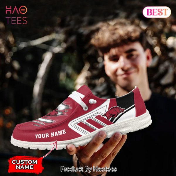 NCAA Arkansas Razorbacks Custom Name Hey Dude Shoes
