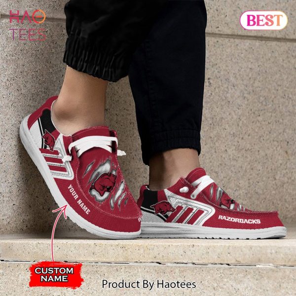 NCAA Arkansas Razorbacks Custom Name Hey Dude Shoes