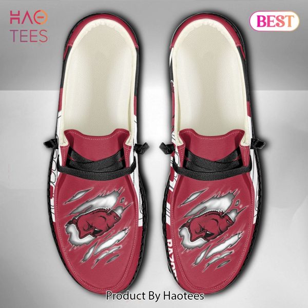 NCAA Arkansas Razorbacks Custom Name Hey Dude Shoes