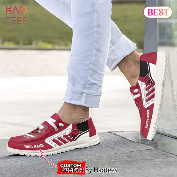 NCAA Arkansas Razorbacks Custom Name Hey Dude Shoes