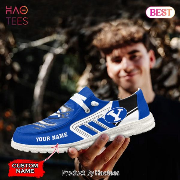 NCAA BYU Cougars Custom Name Hey Dude Shoes