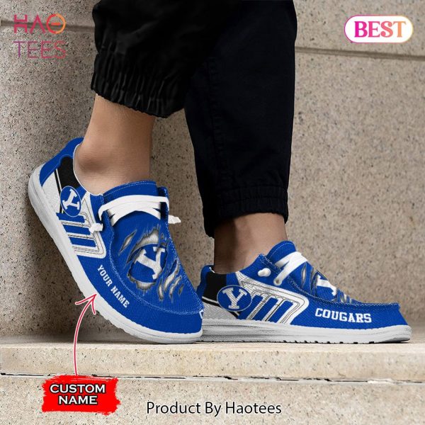 NCAA BYU Cougars Custom Name Hey Dude Shoes