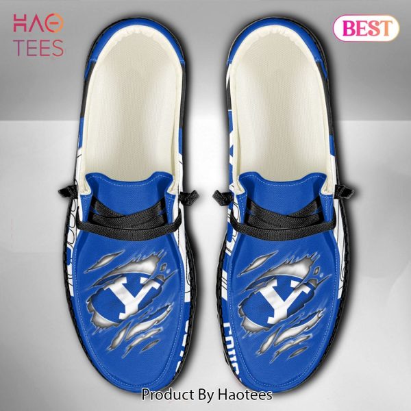 NCAA BYU Cougars Custom Name Hey Dude Shoes