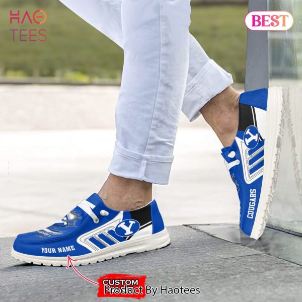 NCAA BYU Cougars Custom Name Hey Dude Shoes