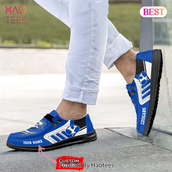 NCAA BYU Cougars Custom Name Hey Dude Shoes