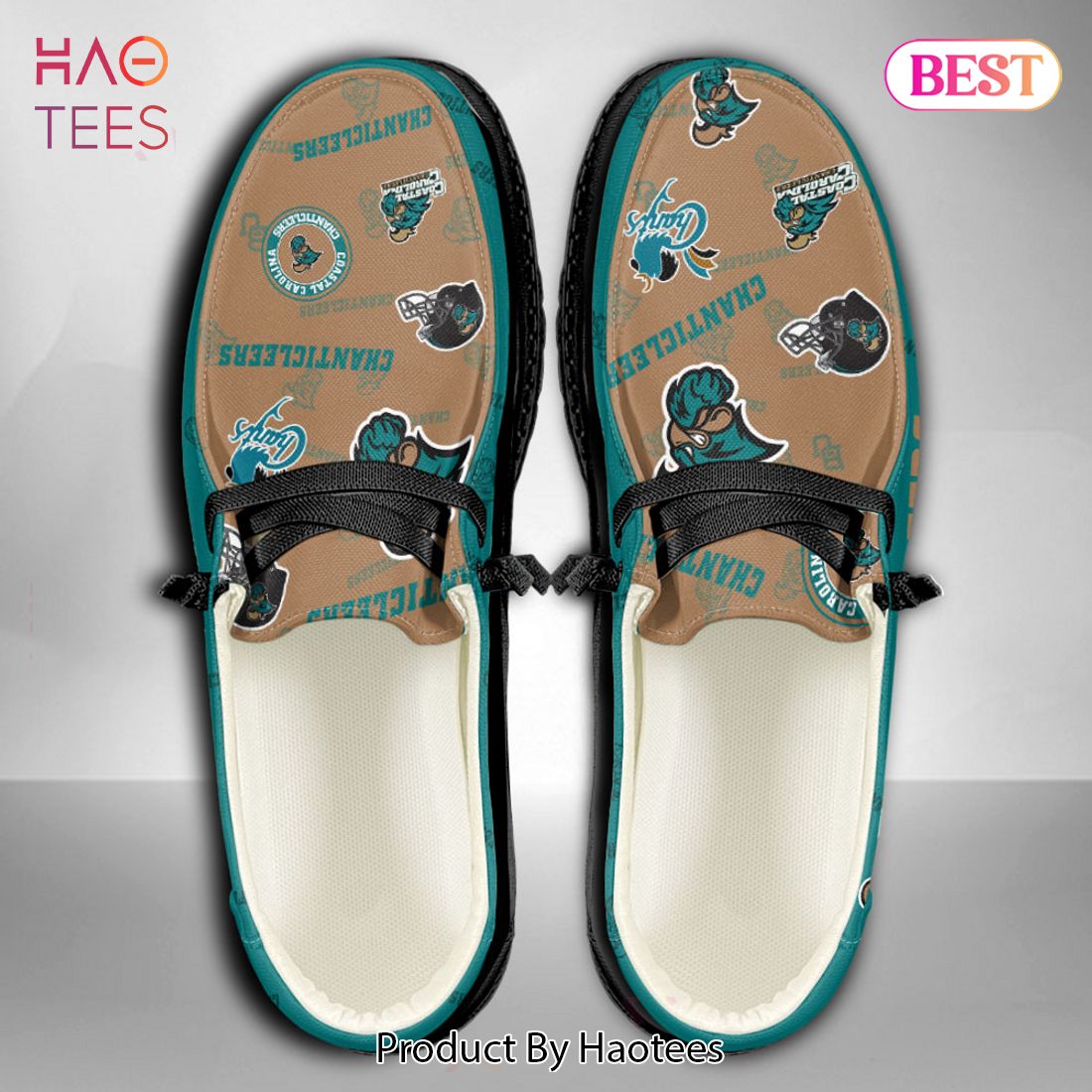 NCAA COASTAL CAROLINA CHANTICLEERS Custom Name Hey Dude Shoes NCAA COASTAL CAROLINA CHANTICLEERS Custom Name Hey Dude Shoes