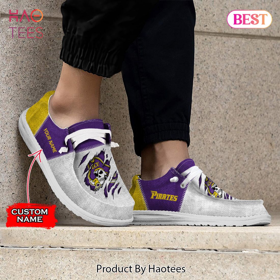 NCAA East Carolina Pirates Custom Name Hey Dude Shoes NCAA East Carolina Pirates Custom Name Hey Dude Shoes