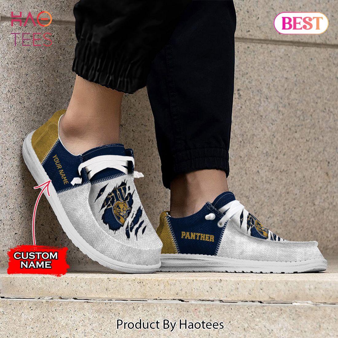 NCAA FIU GOLDEN PANTHERS Custom Name Hey Dude Shoes NCAA FIU GOLDEN PANTHERS Custom Name Hey Dude Shoes