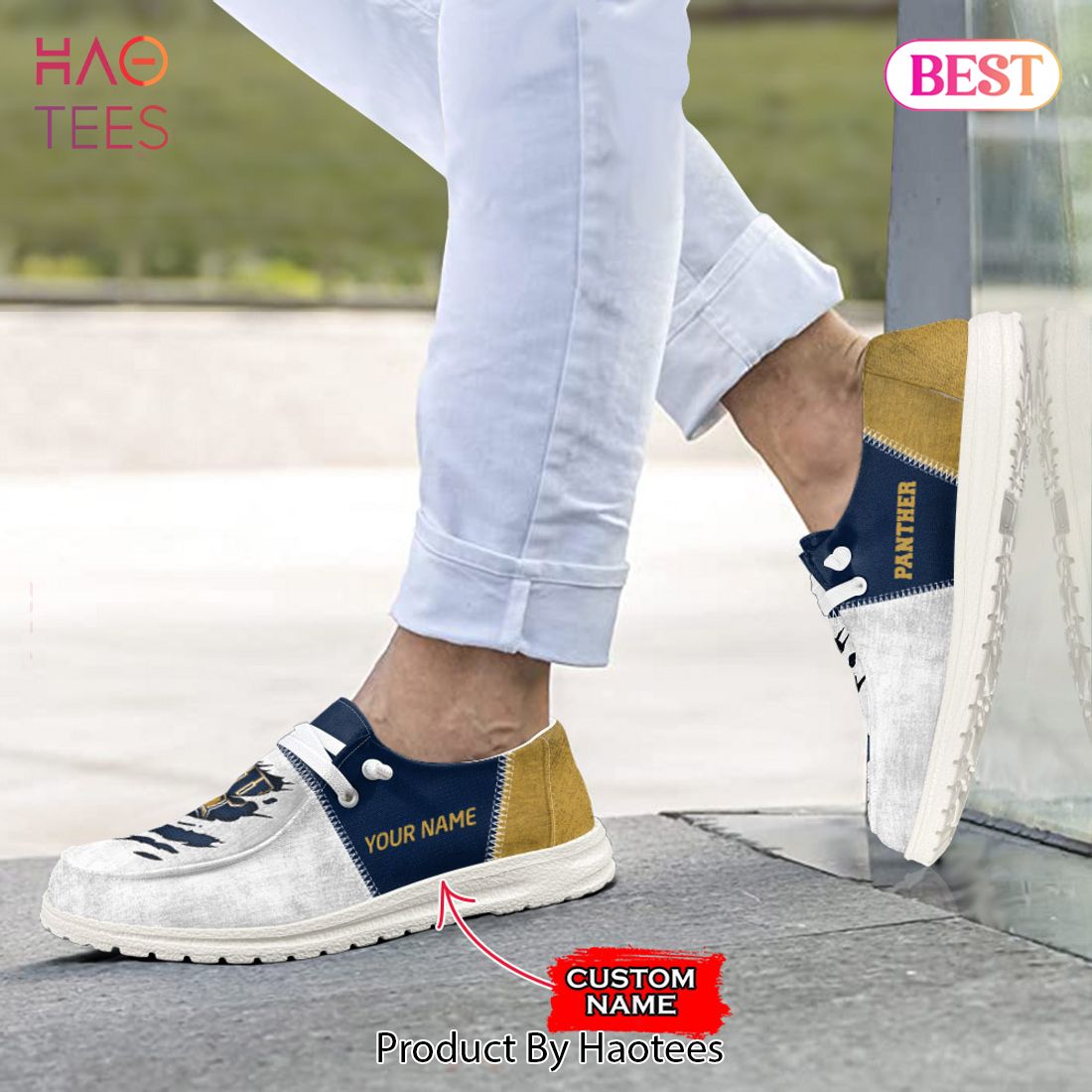 NCAA FIU GOLDEN PANTHERS Custom Name Hey Dude Shoes NCAA FIU GOLDEN PANTHERS Custom Name Hey Dude Shoes