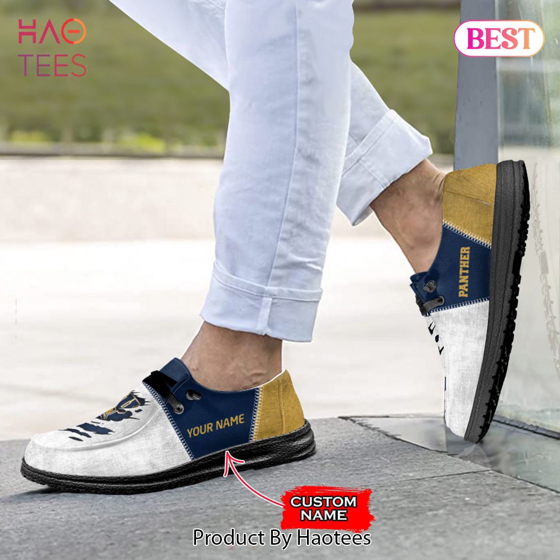 NCAA FIU GOLDEN PANTHERS Custom Name Hey Dude Shoes NCAA FIU GOLDEN PANTHERS Custom Name Hey Dude Shoes