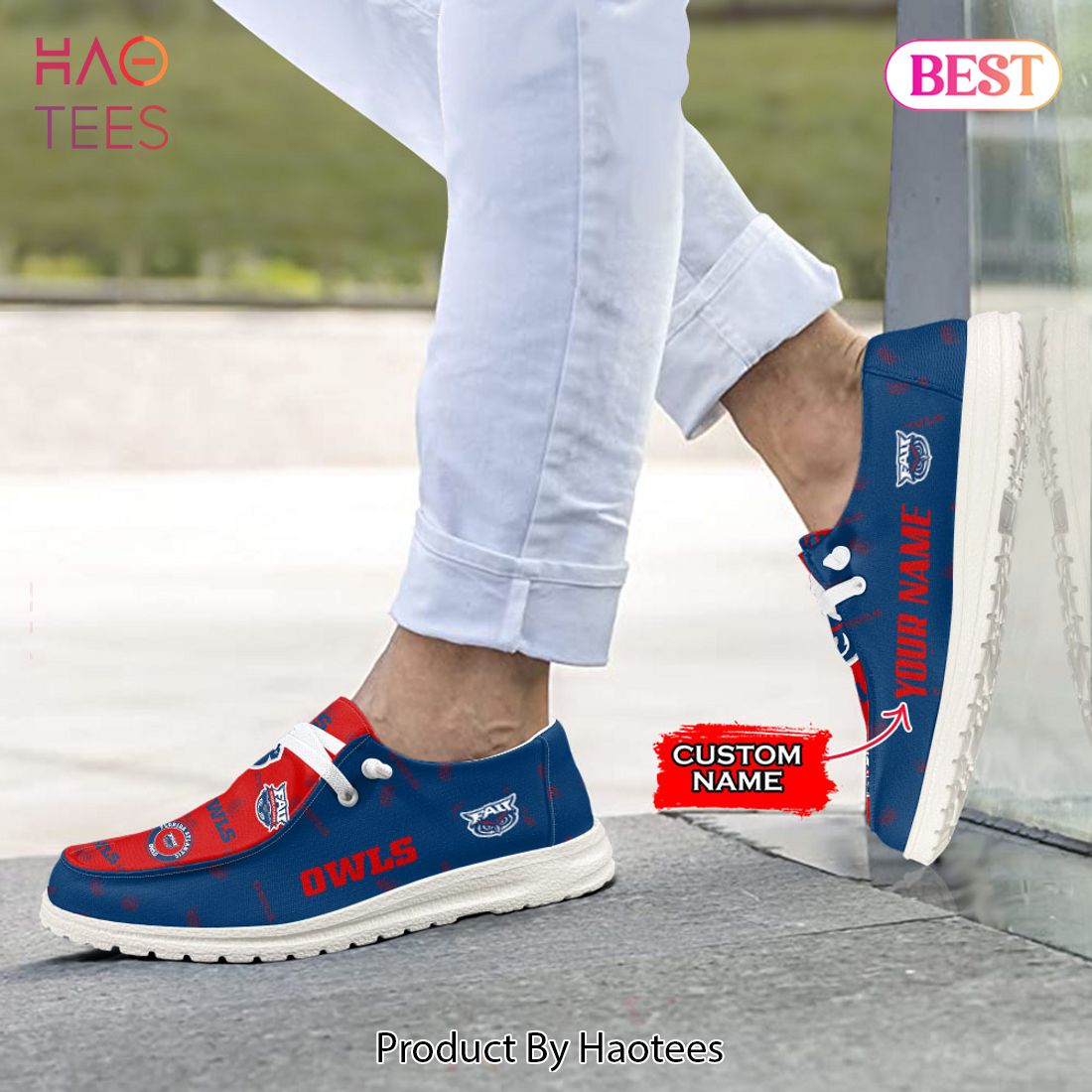 NCAA Florida Atlantic Owls Custom Name Hey Dude Shoes NCAA Florida Atlantic Owls Custom Name Hey Dude Shoes