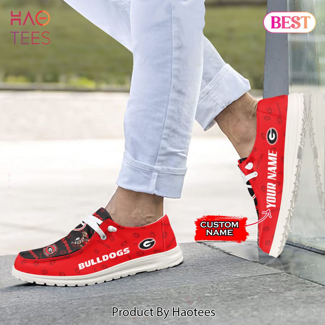 NCAA Georgia Bulldogs Custom Name Hey Dude Shoes NCAA Georgia Bulldogs Custom Name Hey Dude Shoes