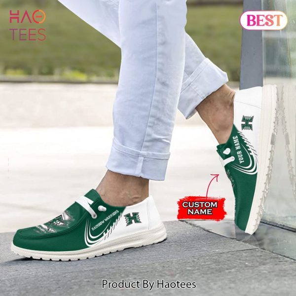 NCAA Hawaii Rainbow Warriors Custom Name Hey Dude Shoes