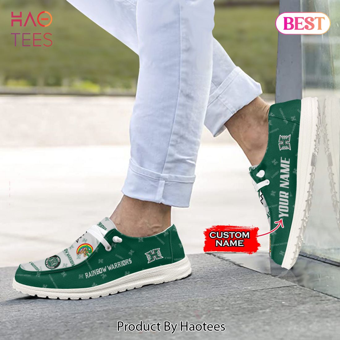 NCAA Hawaii Rainbow Warriors Custom Name Hey Dude Shoes NCAA Hawaii Rainbow Warriors Custom Name Hey Dude Shoes