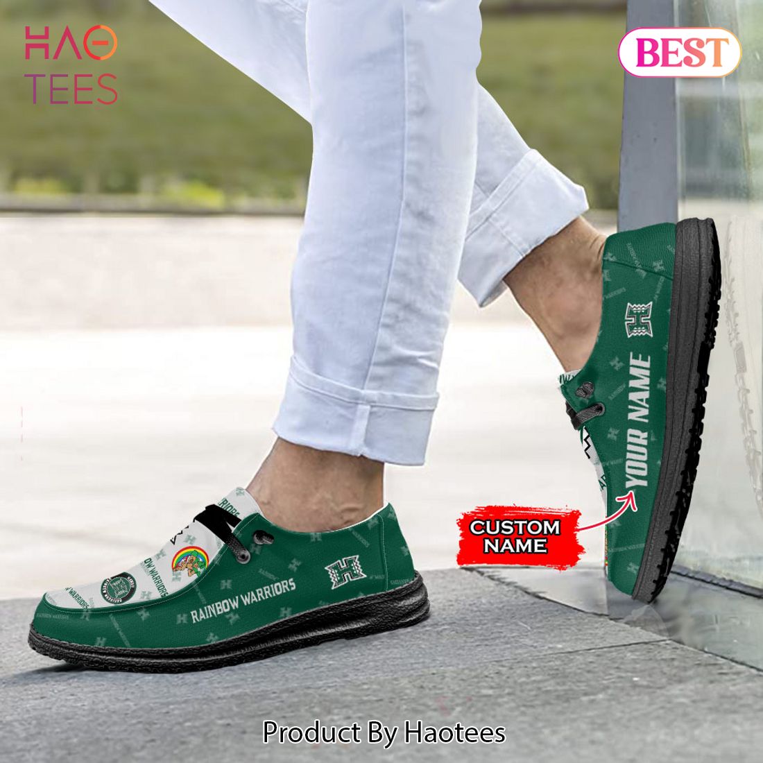 NCAA Hawaii Rainbow Warriors Custom Name Hey Dude Shoes NCAA Hawaii Rainbow Warriors Custom Name Hey Dude Shoes