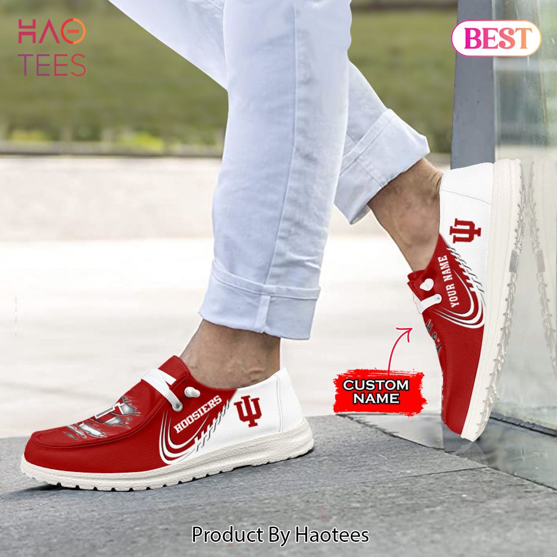 NCAA Indiana Hoosiers Custom Name Hey Dude Shoes