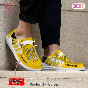 NCAA Iowa Hawkeyes Custom Name Hey Dude Shoes