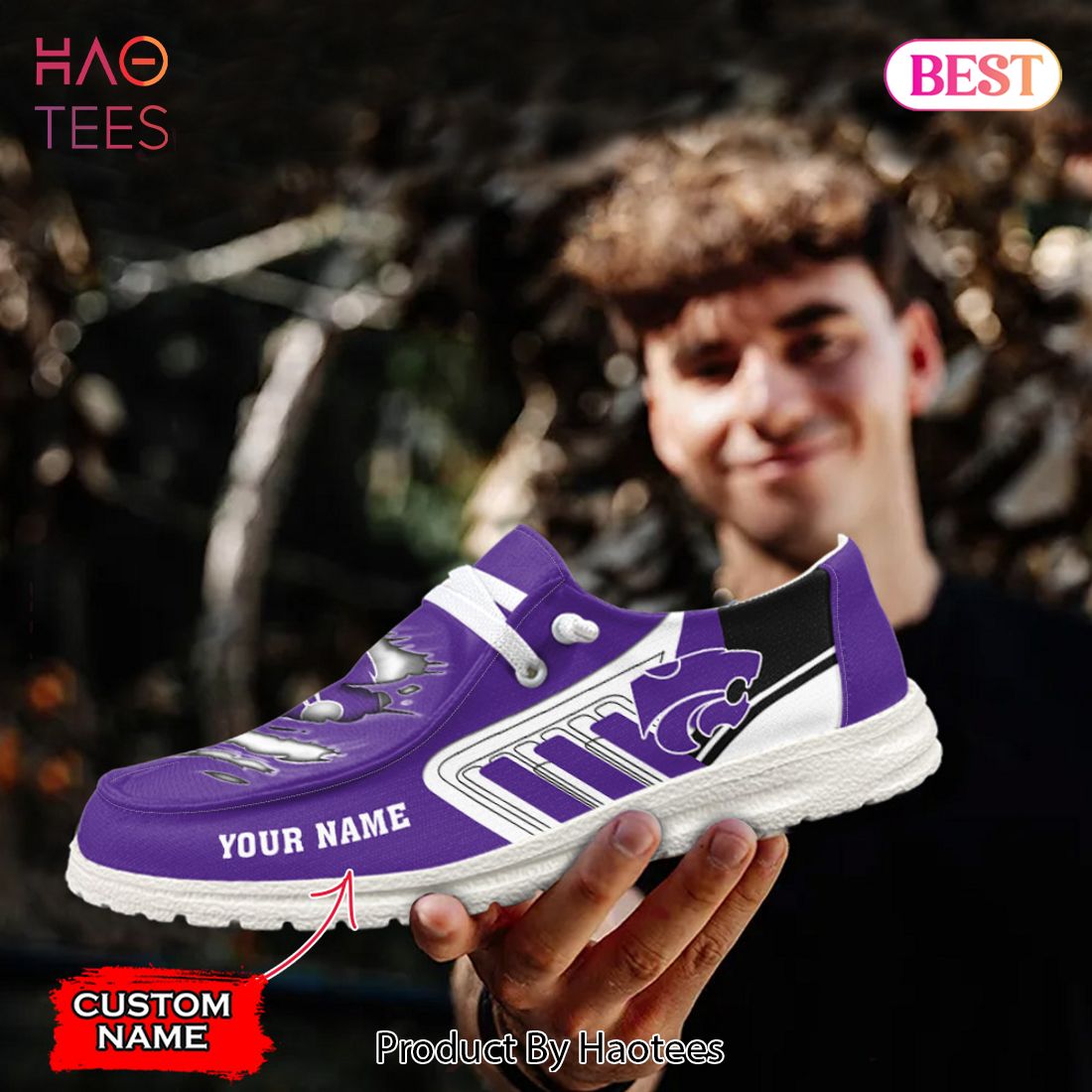 NCAA Kansas State Wildcats Custom Name Hey Dude Shoes NCAA Kansas State Wildcats Custom Name Hey Dude Shoes