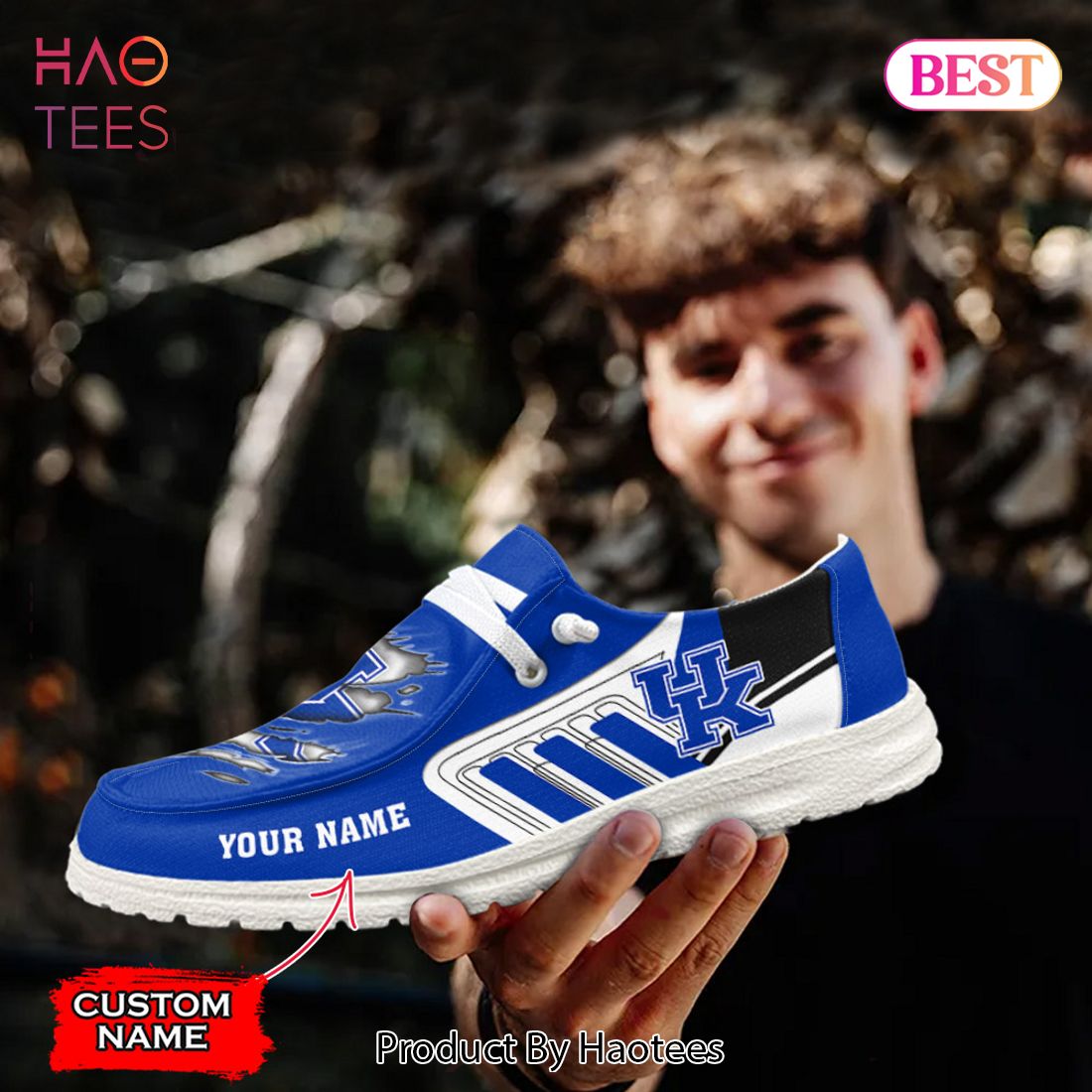 NCAA Kentucky Wildcats Custom Name Hey Dude Shoes
