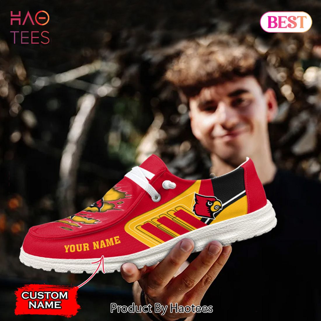 NCAA Louisville Cardinals Custom Name Hey Dude Shoes