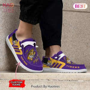 NCAA LSU Tigers Custom Name Hey Dude Shoes