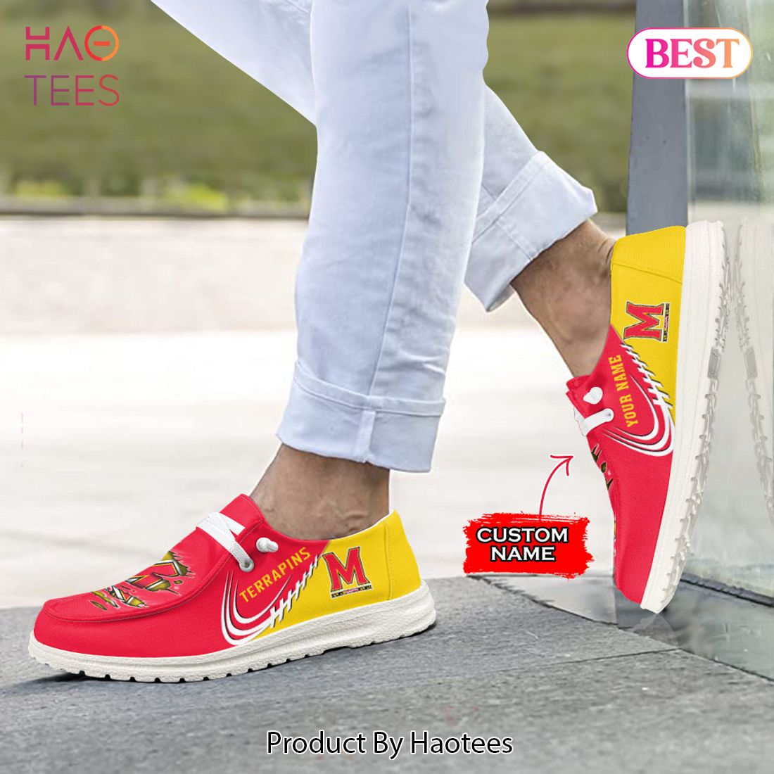 NCAA Maryland Terrapins Custom Name Hey Dude Shoes NCAA Maryland Terrapins Custom Name Hey Dude Shoes