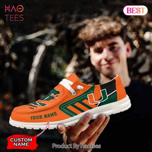 NCAA Miami Hurricanes Custom Name Hey Dude Shoes