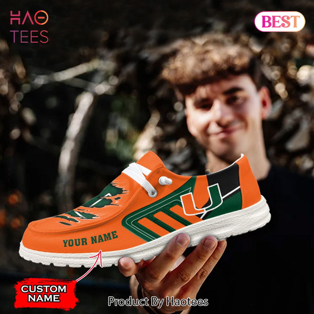 NCAA Miami Hurricanes Custom Name Hey Dude Shoes