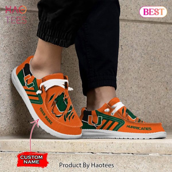 NCAA Miami Hurricanes Custom Name Hey Dude Shoes