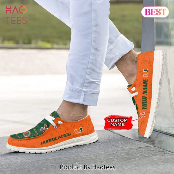 NCAA Miami Hurricanes Custom Name Hey Dude Shoes