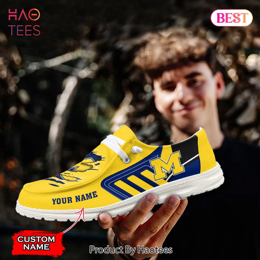 NCAA Michigan Wolverines Custom Name Hey Dude Shoes