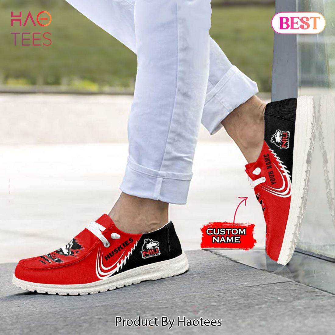 NCAA Northern Illinois Huskies Custom Name Hey Dude Shoes NCAA Northern Illinois Huskies Custom Name Hey Dude Shoes