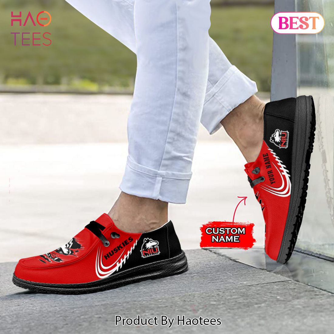 NCAA Northern Illinois Huskies Custom Name Hey Dude Shoes NCAA Northern Illinois Huskies Custom Name Hey Dude Shoes