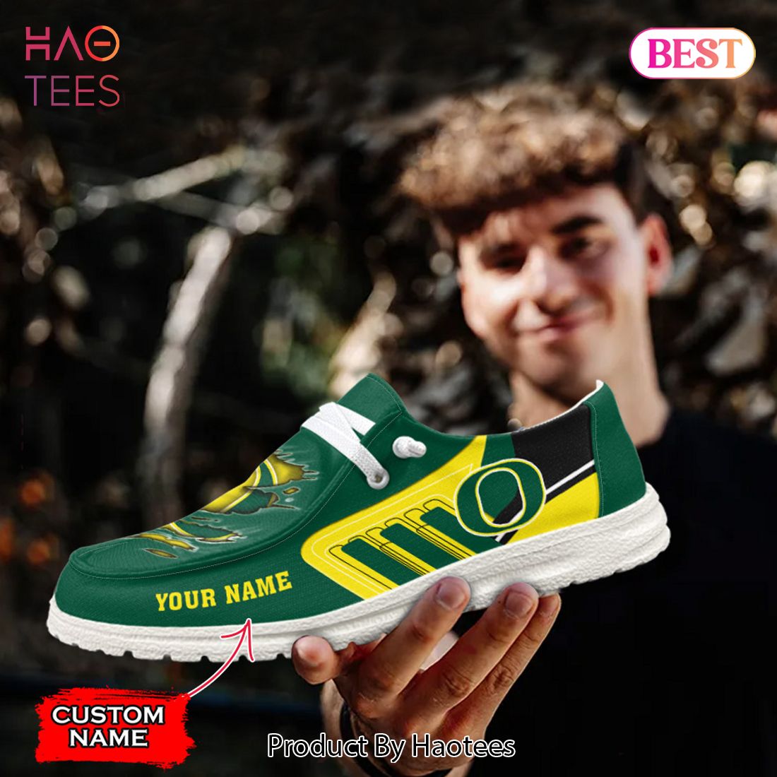 NCAA Oregon Ducks Custom Name Hey Dude Shoes