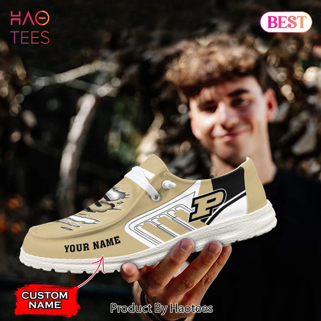 NCAA Purdue Boilermakers Custom Name Hey Dude Shoes