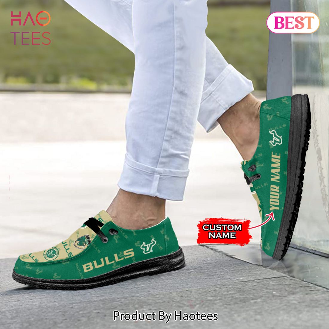 NCAA South Florida Bulls Custom Name Hey Dude Shoes NCAA South Florida Bulls Custom Name Hey Dude Shoes