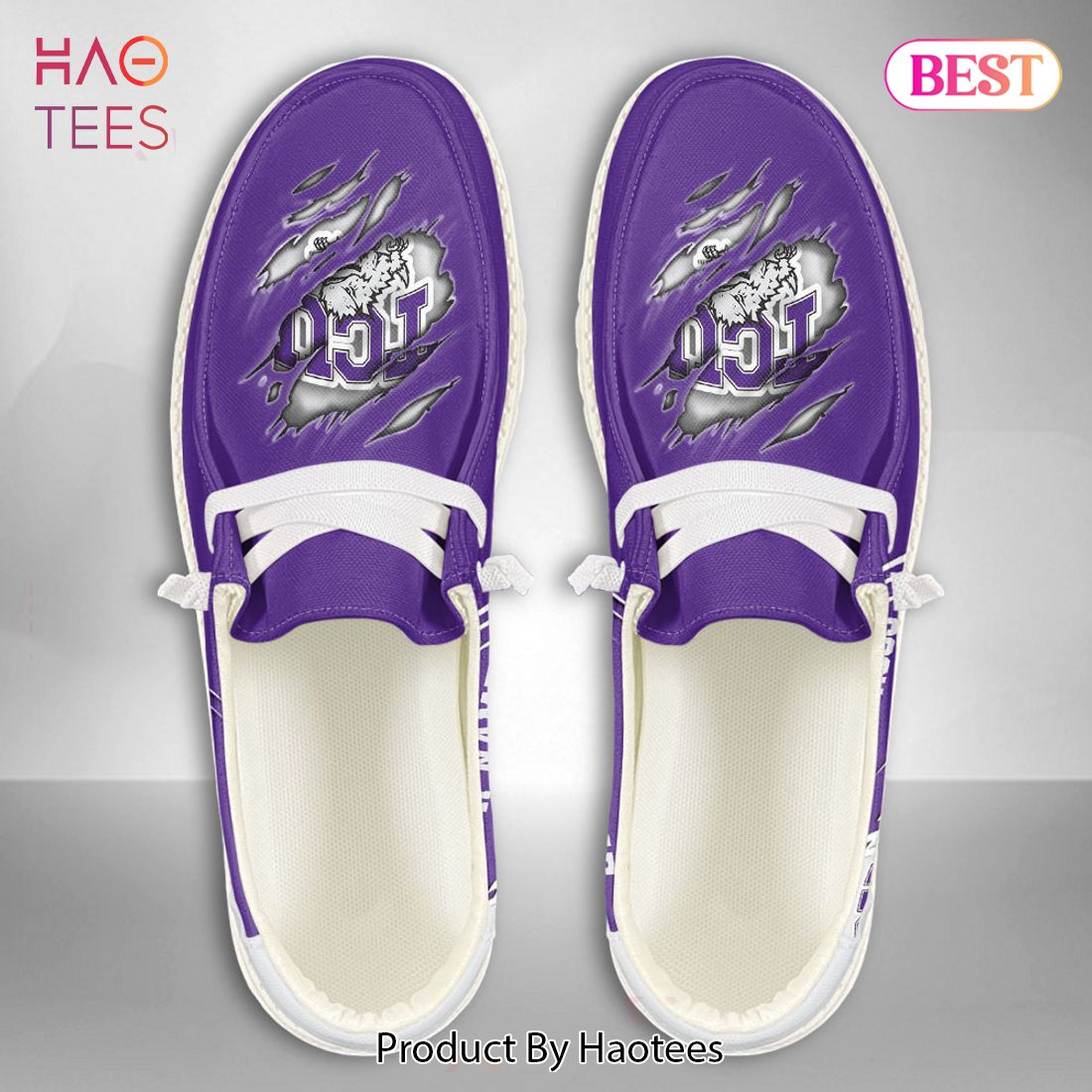 NCAA TCU Horned Frogs Custom Name Hey Dude Shoes