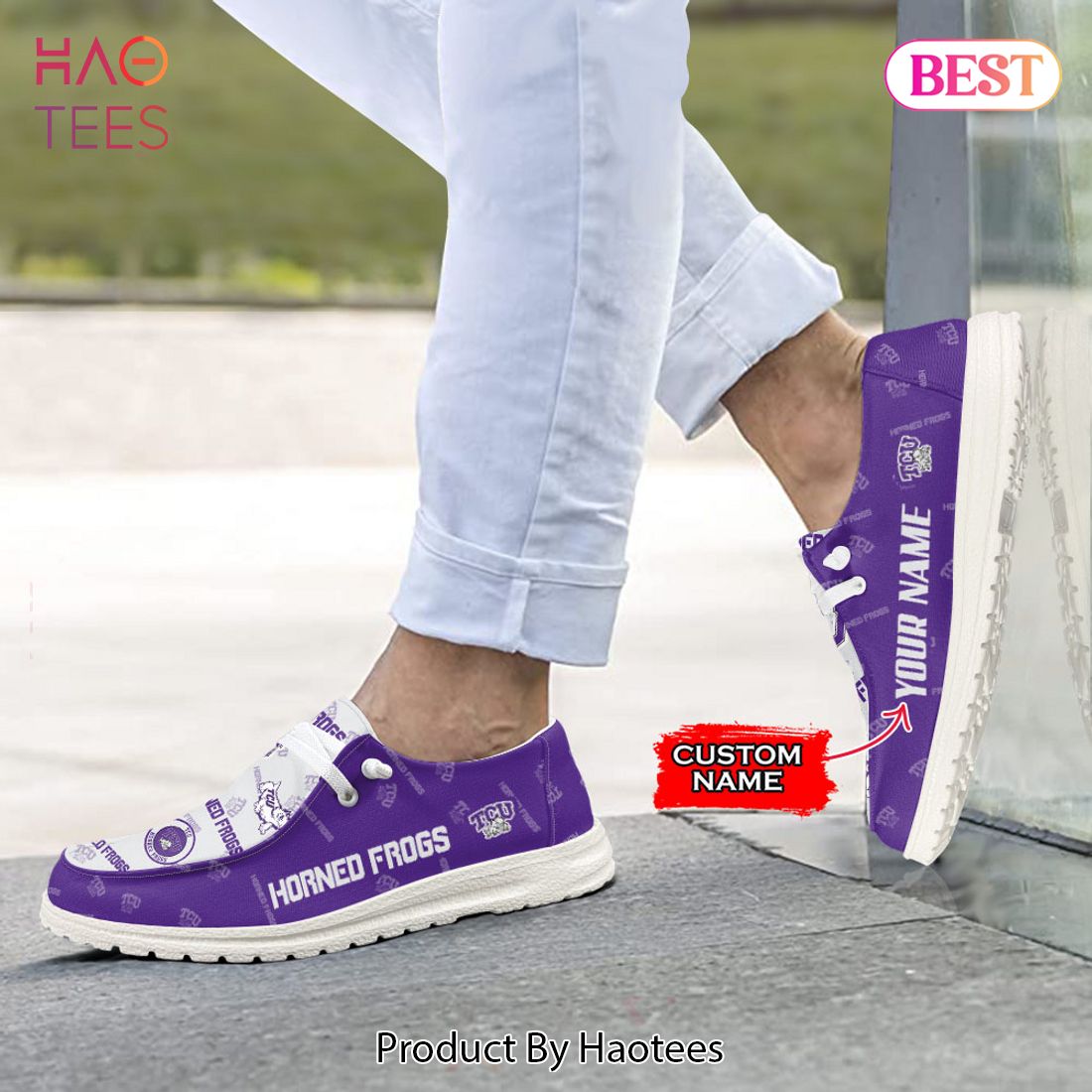 NCAA TCU Horned Frogs Custom Name Hey Dude Shoes NCAA TCU Horned Frogs Custom Name Hey Dude Shoes