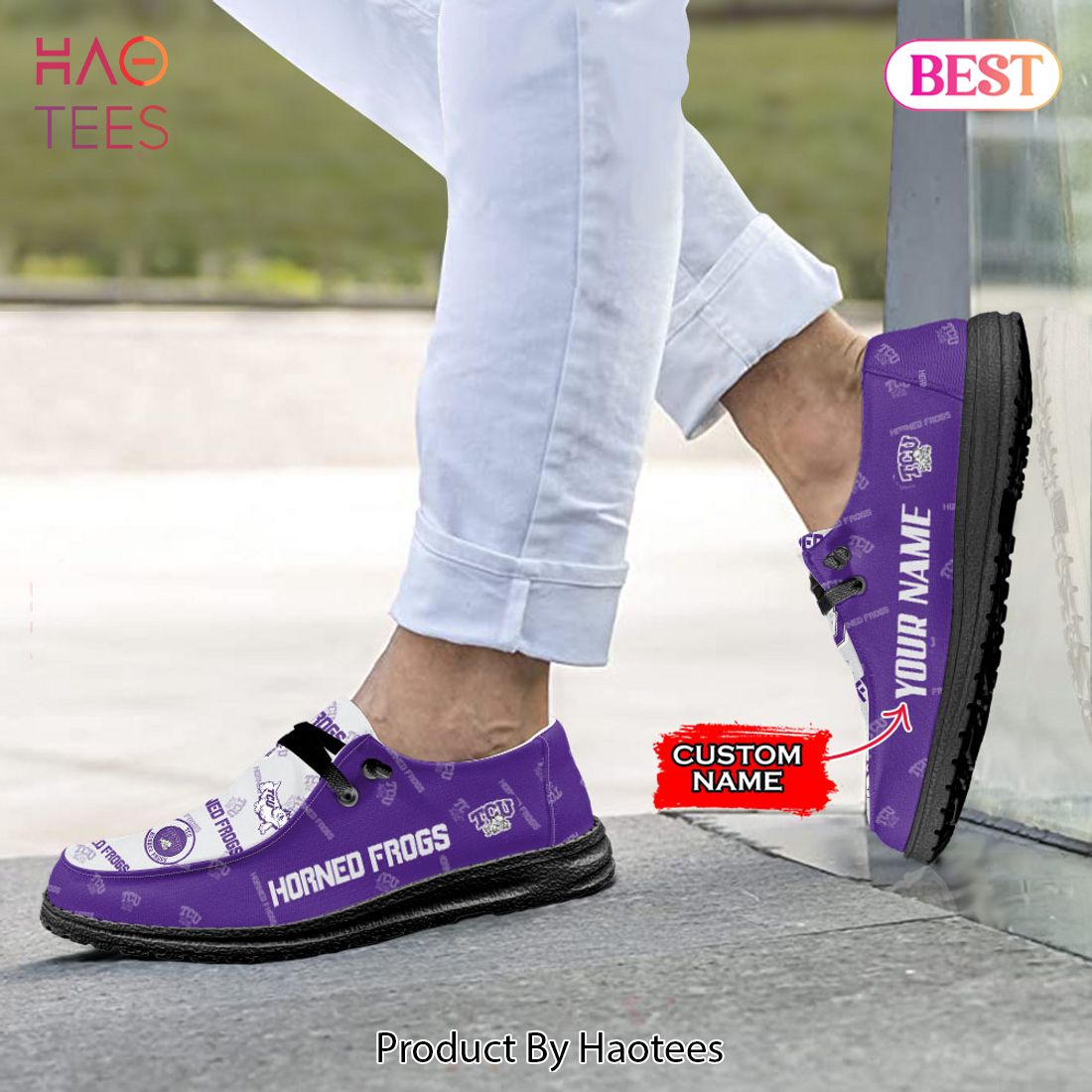 NCAA TCU Horned Frogs Custom Name Hey Dude Shoes NCAA TCU Horned Frogs Custom Name Hey Dude Shoes