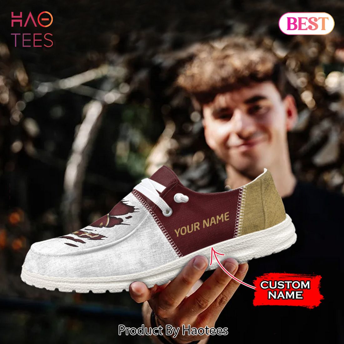 NCAA Texas State Bobcats Custom Name Hey Dude Shoes