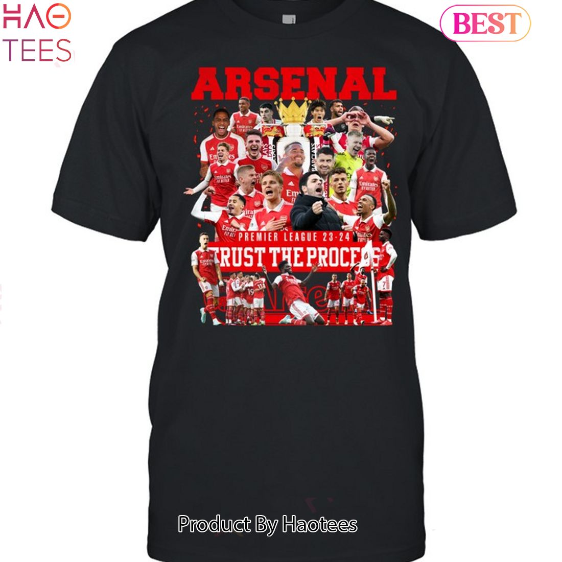 NEW Arsenal Premier League 23-24 Trust The Process Unisex T-Shirt