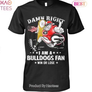 NEW Damn Right Im Georgia Bulldogs Fan Win Or Lose Unisex T-Shirt