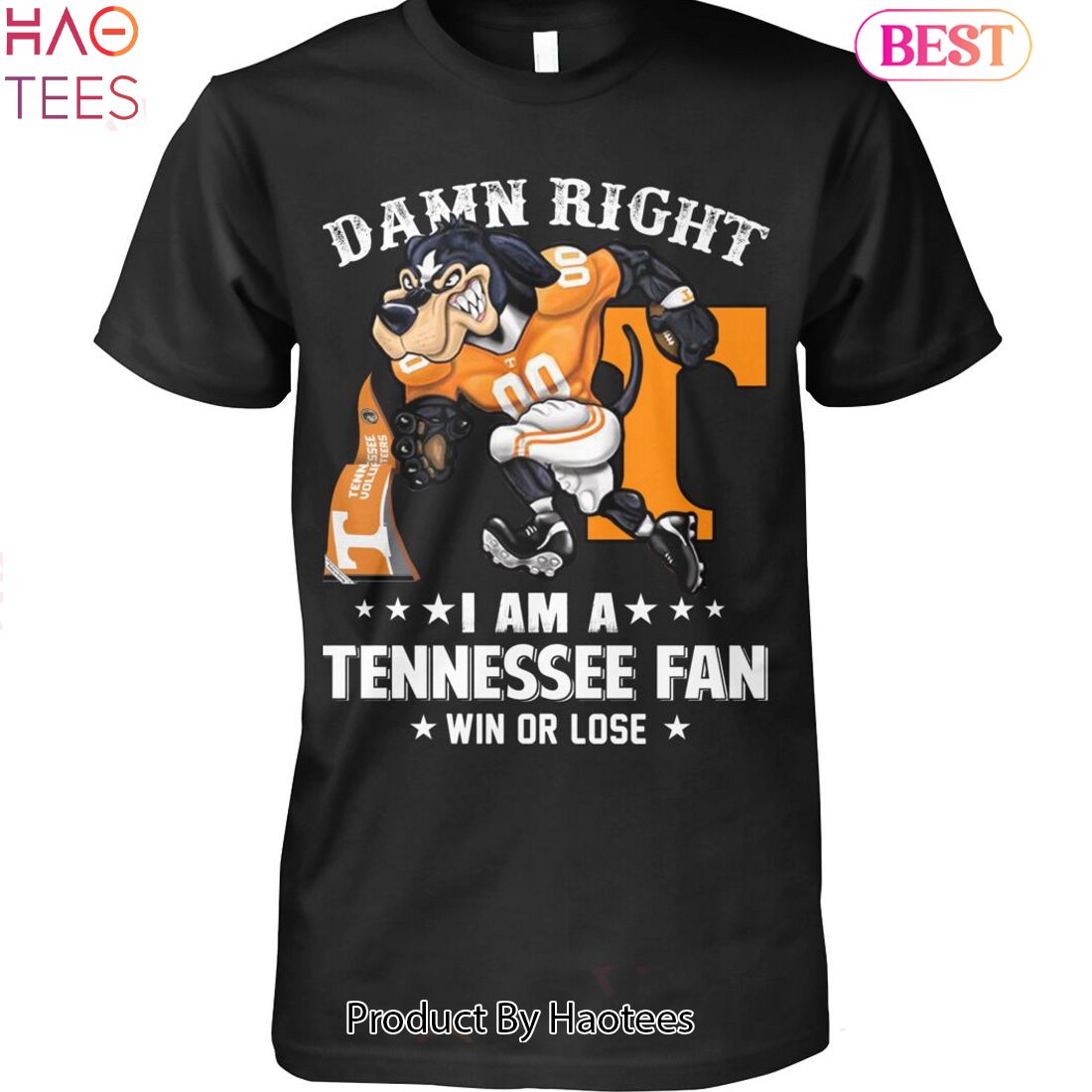 NEW Damn Right Im Tennessee Volunteers Fan Win Or Lose Unisex T-Shirt