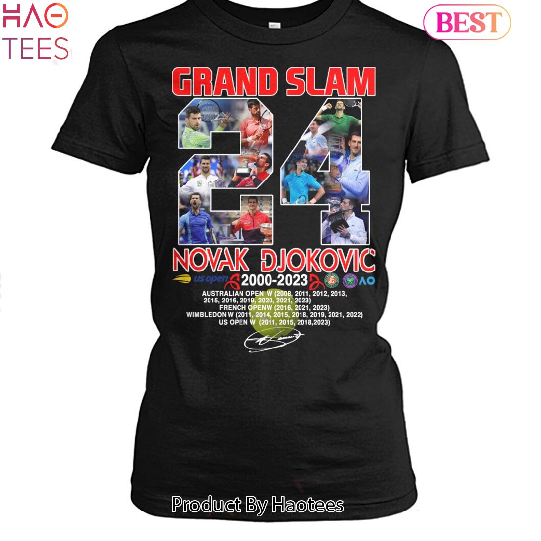NEW Grand Slam Novak Djokovic 2000-2023 Unisex T-Shirt NEW Grand Slam Novak Djokovic 2000-2023 Unisex T-Shirt